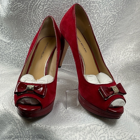 ANTONIO MELANI Shoes - ANTONIO MELAN Women’s9.5 Burgundy‎ Peep Toe Stiletto Heels